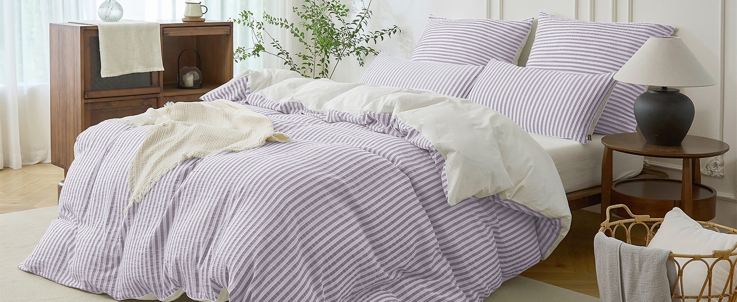 Набір постільної білизни SOULFUL 200x200, бавовна, смугастий дизайн, джакард, екологічна бавовна, бохо стиль, преміум якість, сертифікат Öko-Tex 100, колір деним (темно-зелений & білий), 4-елементний комплект (2x 135*200 см | 2x 80*80 см)