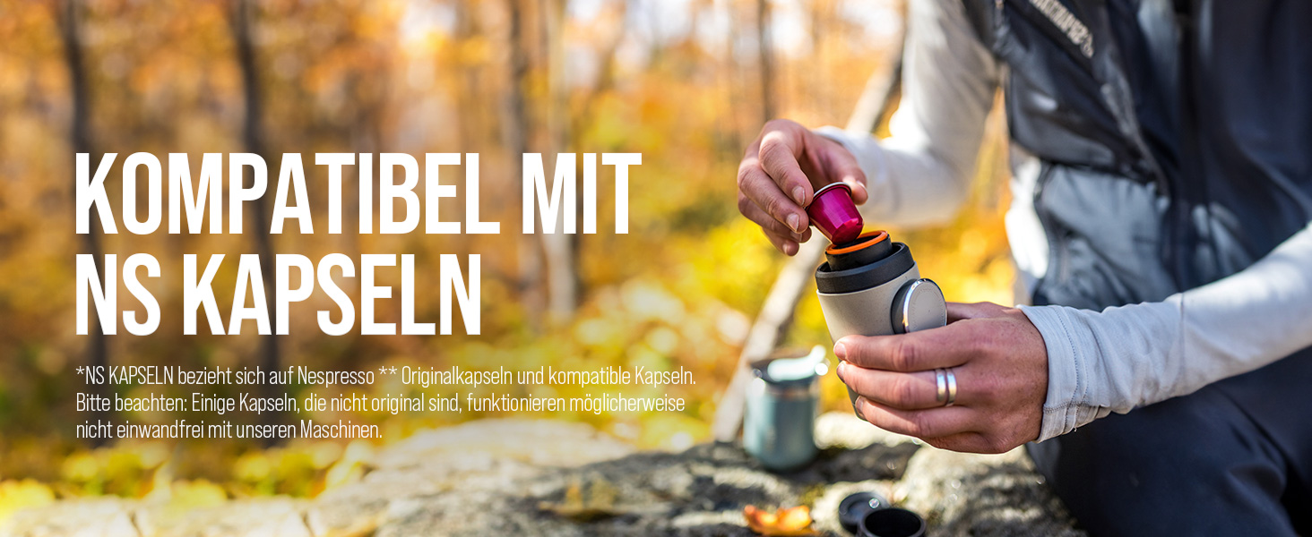 WACACO Minipresso NS2 - портативна кавомашина для Nespresso капсул, ручна, бежевий колір