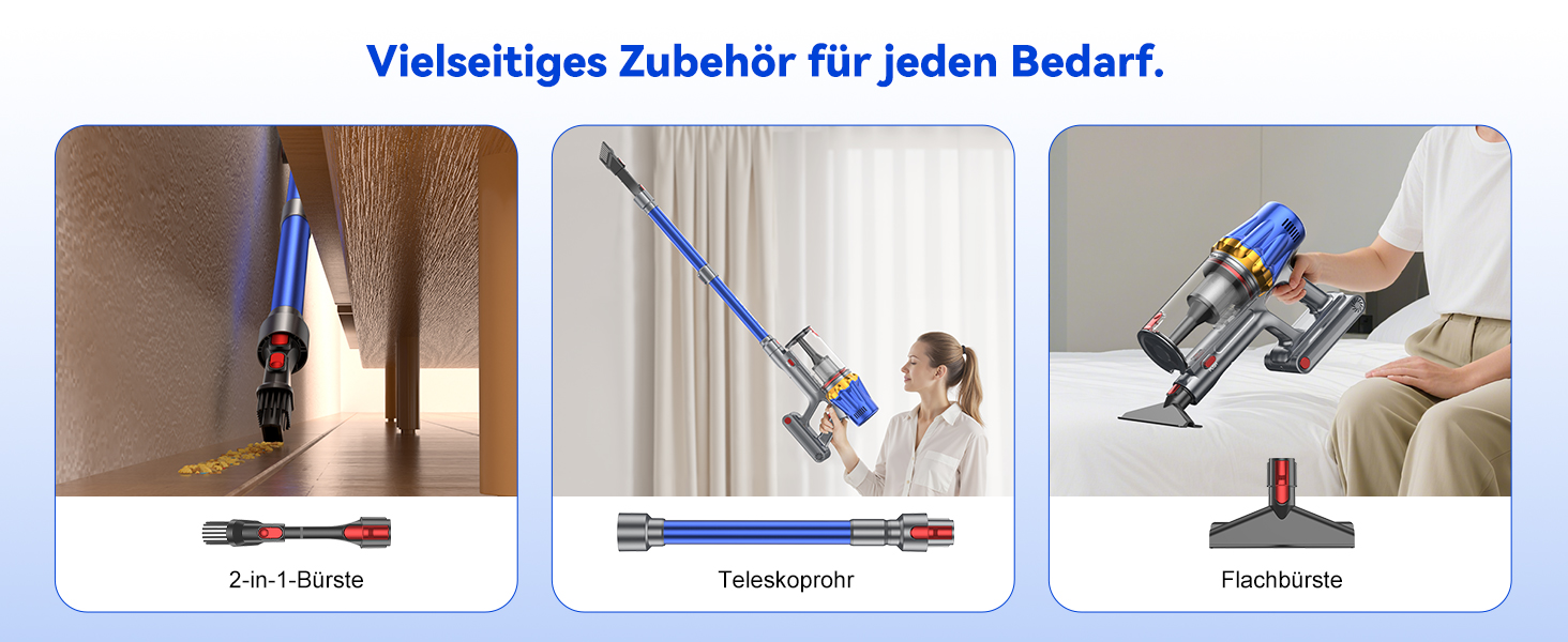 Акумуляторний пилосос H9 58000 Па, 650 Вт, 80 хв, бездротовий з LED-дисплеєм, для шерсті тварин, килимів та підлоги, синій