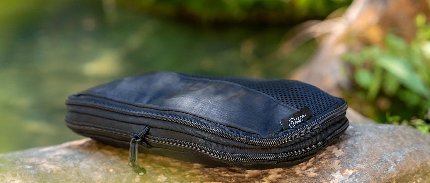 Набір компресійних органайзерів для одягу TRAVEL DUDE (7 предметів), дорожні пакувальні куби з переробленого пластику для валізи та рюкзака, темно-зелений