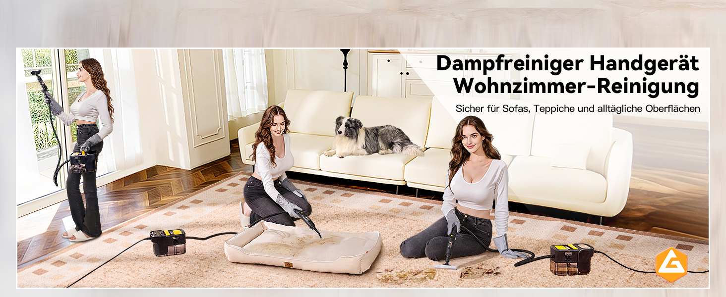 Пароочисник Gautye 3-рівневий регульований руків'я, нагрів за 10 секунд, бак 2L, 18 насадок, для кухні, ванної, підлоги, авто, вікон, чорний