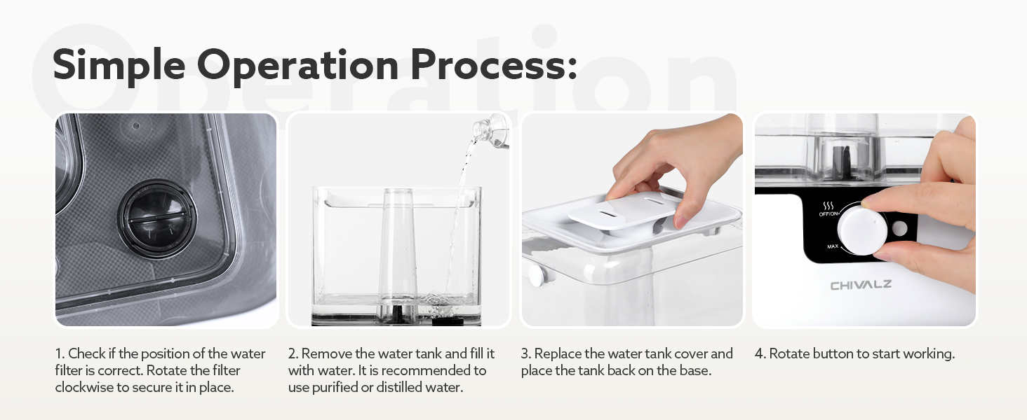 Зволожувач повітря Chivalz Top Fill для великих кімнат 6л з нічником, обертовою на 360° форсункою, 50 год роботи, аромадифузор для спальні, дитячої, рослин, немовлят, білий + 2 виходи туману