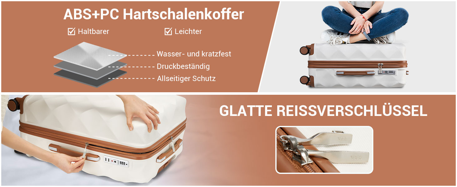 Набір валіз British Traveller: ручна валіза 54x36.5x21.5 см + косметичка 31x25x17 см, ABS+PC, кремовий