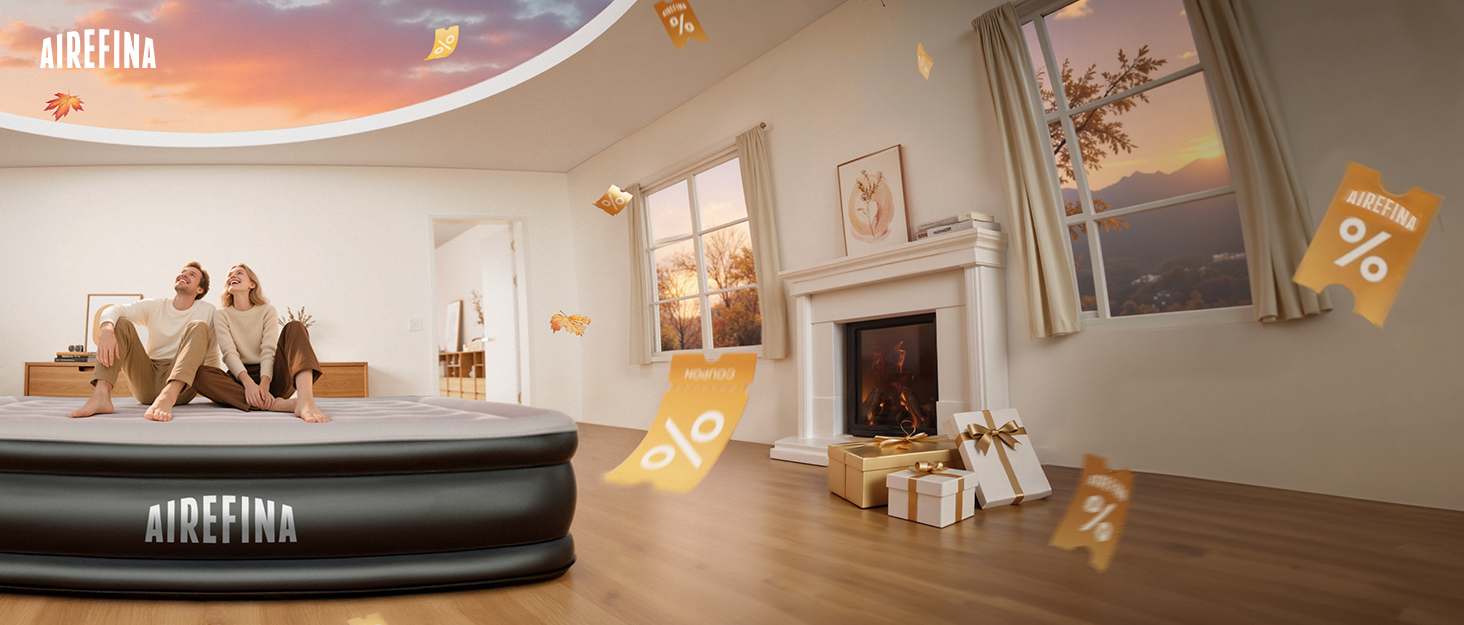 Надувна матрац Airefina з інтегрованим насосом, преміум-якість, для гостей, кемпінгу та дому, 203x152x40 см, на 2 особи