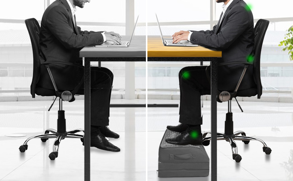 Підставка для ніг під стіл KingPavonini з гелевою пам'яттю, 3 положення, гріюча сумка для ніг, ергономічна підставка для офісного та ігрового крісла, сірий колір