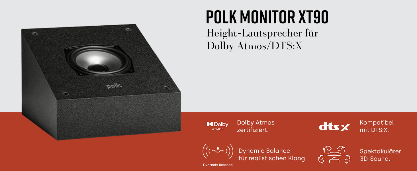 Акустичні системи Polk Audio MXT90, сертифікати Dolby Atmos і DTSX, чорний (пара)