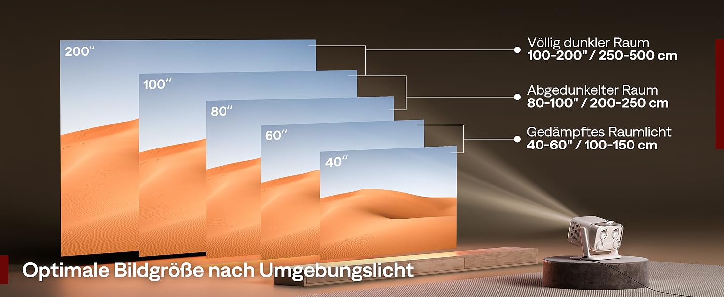 Aurzen Boom Mini 4-в-1 Smart Beamer з Google TV, 4K, проєктор для дому та на вулицю, 20W Dolby Audio, 500 ANSI, ToF автофокус, корекція трапеції, Wi-Fi/Bluetooth, підтримка смартфонів (кремовий)