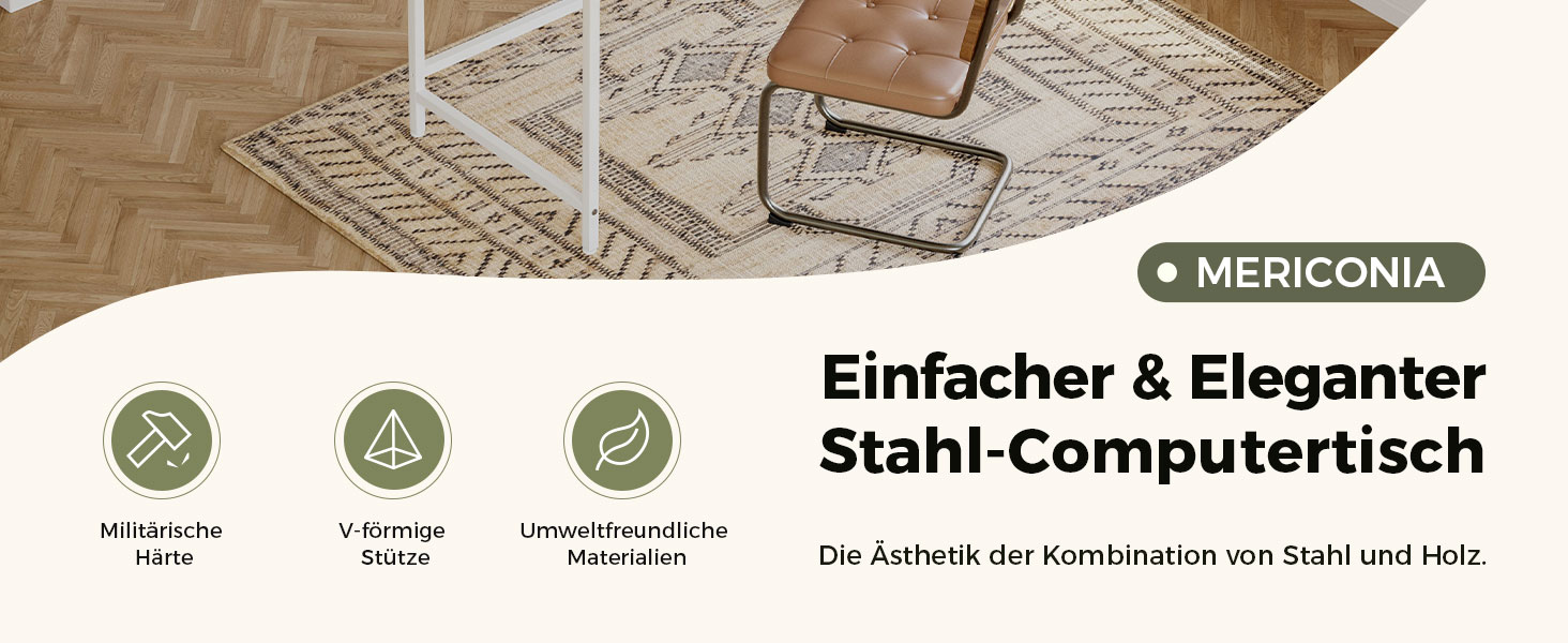 Комп'ютерний стіл Mericonia 120 см, ігровий стіл для невеликих приміщень, білий стіл для дому та офісу, стіл для студентів