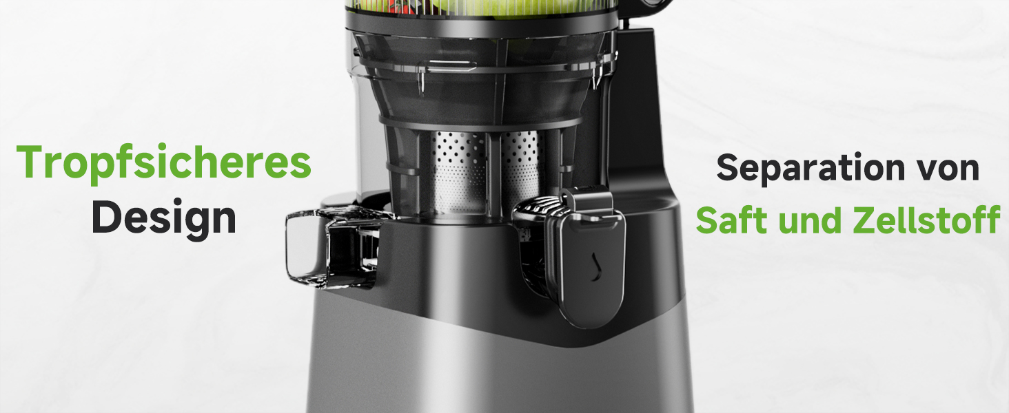 Соковитискач Kauen 350W: холодний віджим, велика подача, легке очищення (сірий)