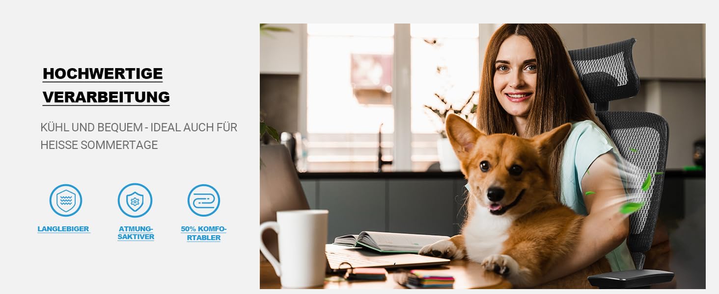 Ергономічне офісне крісло 200 кг | Регульована спинка 6P | 4D підлокітники | Безшумні гумові колеса | Регулювання глибини сидіння | Крісло для великих людей | Перевірено EN12520 | Пінощільність 45