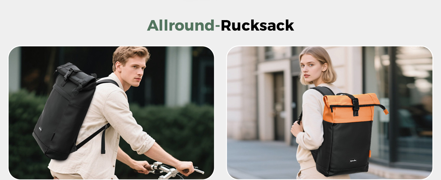 Водонепроникний рюкзак для ноутбука Rolltop 18-25Л, помаранчевий (30x13x48 см)