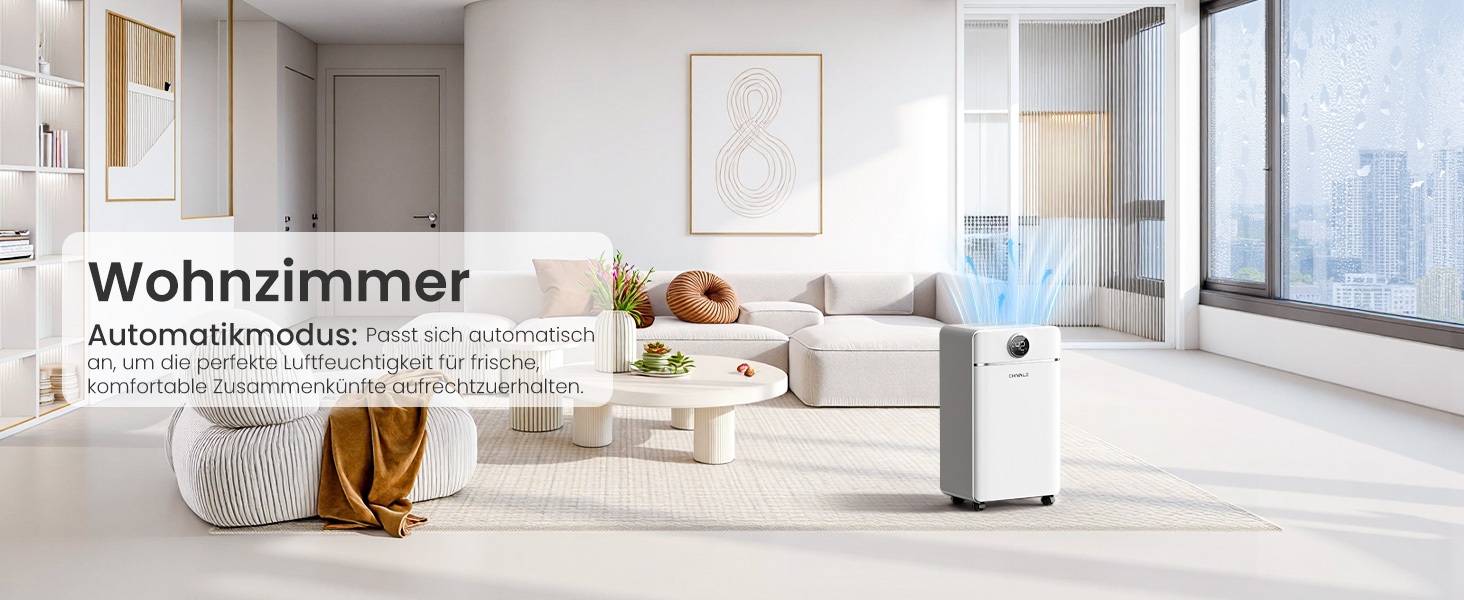 Електричний осушувач повітря CHIVALZ 12л/24г для приміщень до 120м³ (30м²), 3 режими роботи, таймер 24г, автоматична відтавлювання (білий)