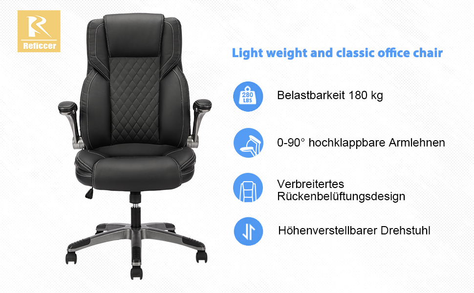 Ергономічне крісло для офісу 180 кг, крісло для столу з високою спинкою та широким сидінням, відкидні підлокітники, комп'ютерне крісло для офісу, дому, геймінгу (Чорний, без масажу)