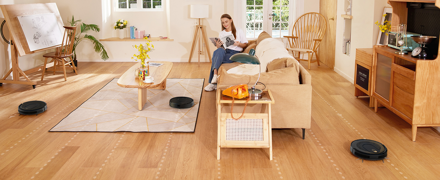 Робот-пилосос Vexilar W7 3-в-1 з функцією миття, антизаплутувальна насадка, потужність 4000Pa, час роботи до 120 хв, керування через додаток/пульт, ідеальний для шерсті тварин, килимів та твердих підлог