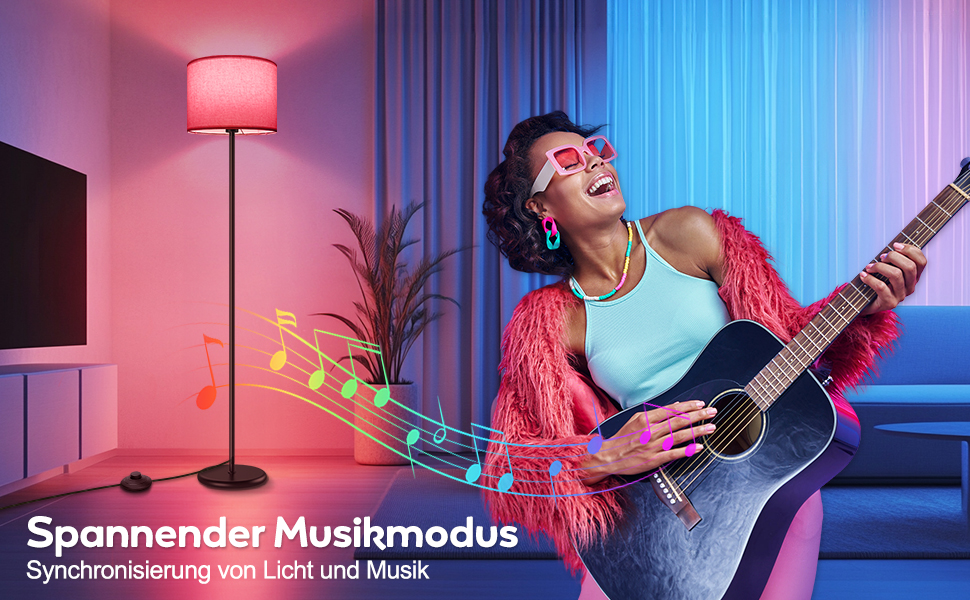 LED торшер димований RGB 156 см для вітальні, управління через додаток, сумісний з Alexa/Google Assistant, 16 млн кольорів, DIY-режим, музичний режим, WiFi лампа E27