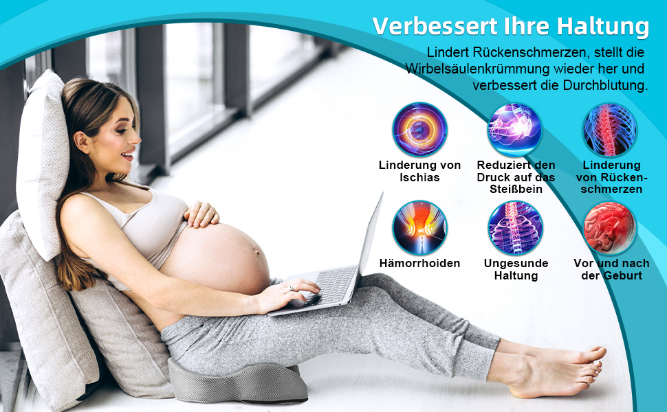 Подушка для сидіння Fwiull з Memory Foam: для авто, софи, офісу. Зняття тиску, ергономічна підтримка (Світло-сіра)