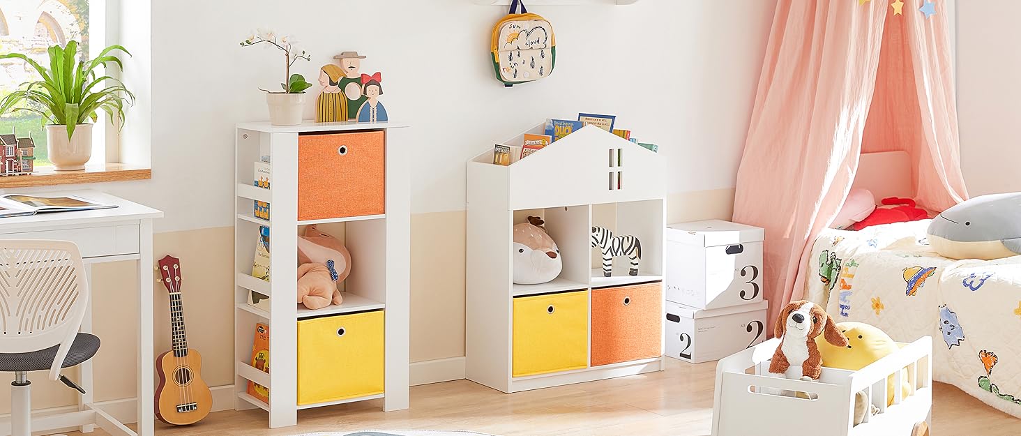 Дитячий намет SoBuy для дому з дверима та вікном, ігровий намет, ігровий будиночок для дитячої кімнати, білий/сірий, 109x165x109 см, OSS03