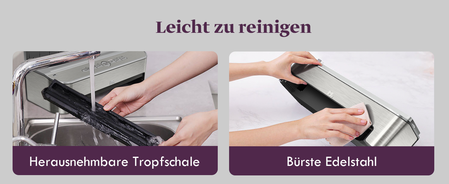 Вакууматор Mesliese 85kPa 120W для продуктів, автоматична машина для вакуумного пакування з вбудованим різаком та відсіком для пакетів, сталь, 2 рулони в комплекті