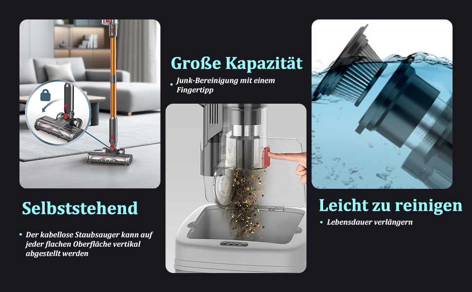 Bergxperten Orizom: Акумуляторний пилосос з автоматичним визначенням пилу, 60 хв роботи, без мішка, для килимів, твердих підлог та шерсті тварин, 550 Вт, оранжевий