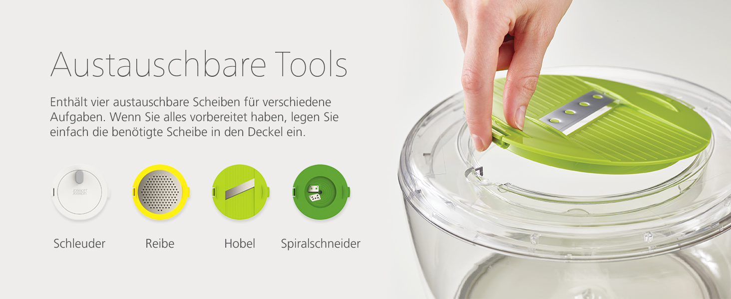 Набір для приготування салатів Joseph Joseph 'Multi-Prep' 4 в 1: салатниця, спіралізатор, тертка, шинкувальник, компактне зберігання