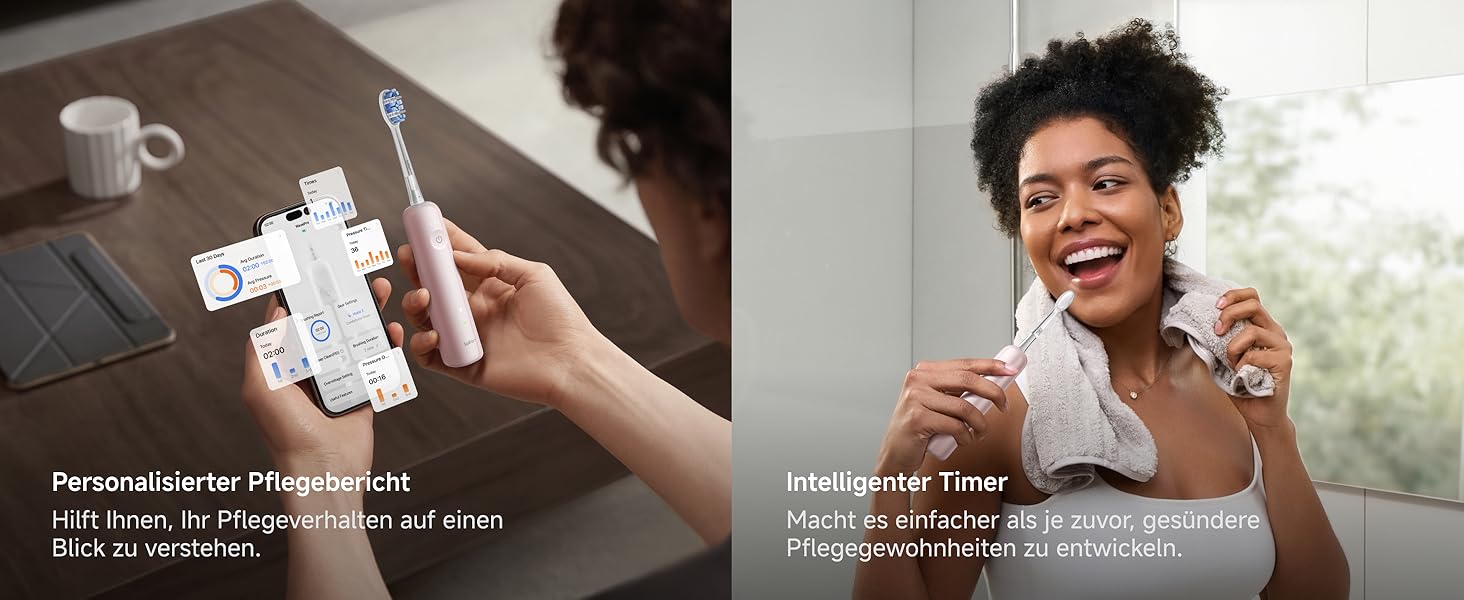 Звукова зубна щітка Laifen Wave Pro рожевого кольору: 6 режимів, акумулятор до 70 днів, контроль тиску, 2 насадки