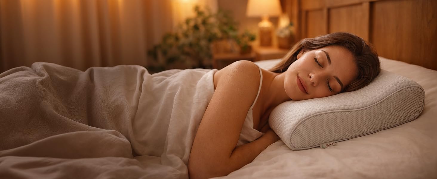 Ортопедична подушка для шиї Premium з ефектом пам'яті (Memory Foam) для сну на боці, ергономічна антихрапінкова подушка від болю в шиї, сіра