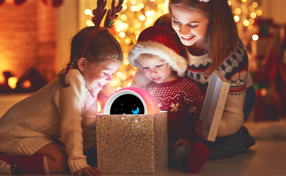 Дитячий ліхтарик-годинник Kinderwecker: тренажер сну, звукова машина, таймер, 9 кольорів - для хлопчиків та дівчаток (синій)