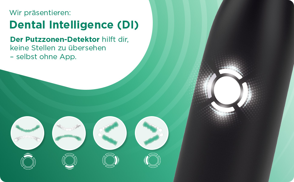 Електрична зубна щітка GUM SMART ONE з контролем швидкості, таймером, 4 режимами чищення, акумулятором до 6 тижнів та додатковими насадками (3 шт) м'ятно-зеленого кольору