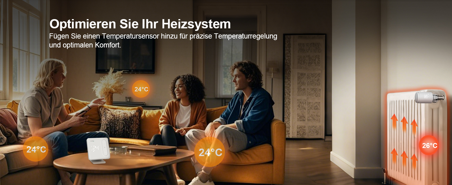 Smart термостат на радіатор 2 шт., Zigbee, бездротовий, з керуванням через Tuya APP та голосовими помічниками (Alexa, Google Assistant), енергозбереження (з датчиком температури Zigbee)