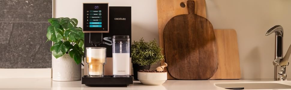 Кавомашина автоматична Cecotec Cremmaet Compactccino Black Rose, 19 bar, Thermoblock, молочник, подрібнювач зерен, 1,1 л резервуар для води