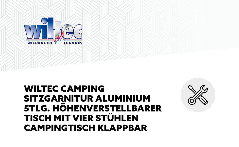 Набір місць для кемпінгу Wiltec Алюміній 5 шт. регульований по висоті стіл з чотирма стільцями, розкладний кемпінговий стіл