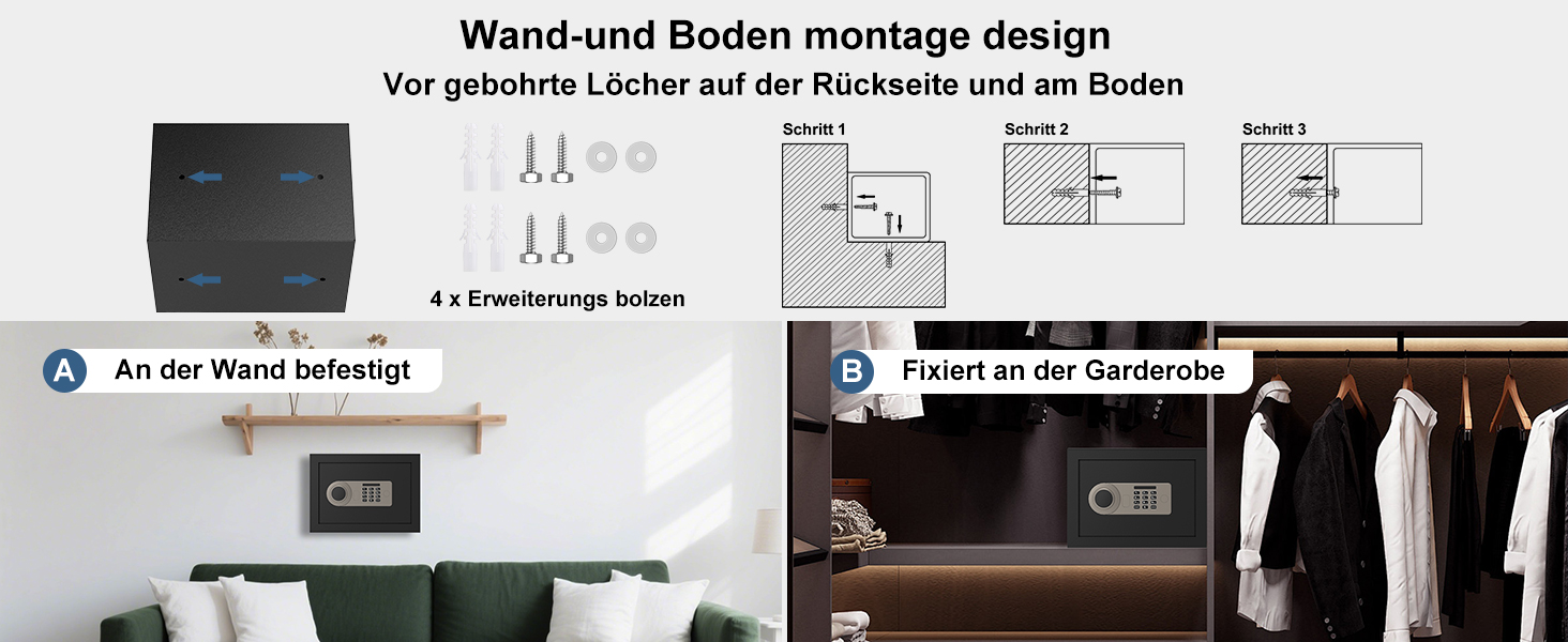 Сейф Diyife 16L з цифровим замком, сигналізацією та підсвіткою. Меблевий сейф з висувною полицею, з міцної сталі SPCC, 35x25x25 см, 2 ключі. Для дому, офісу, готелю.