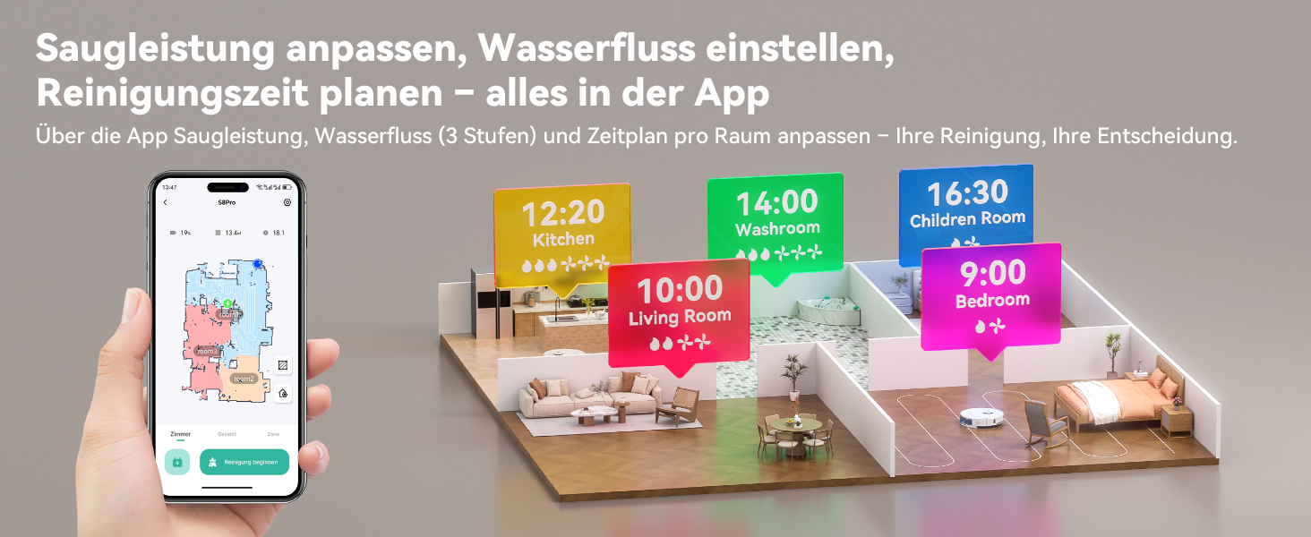 Робот-пилосос Tesvor S8 Pro з функцією миття - 8000Pa, 3-в-1, LiDAR-навігація, 240 хв роботи, керування через додаток/Alexa, для шерсті тварин, килимів та твердих підлог