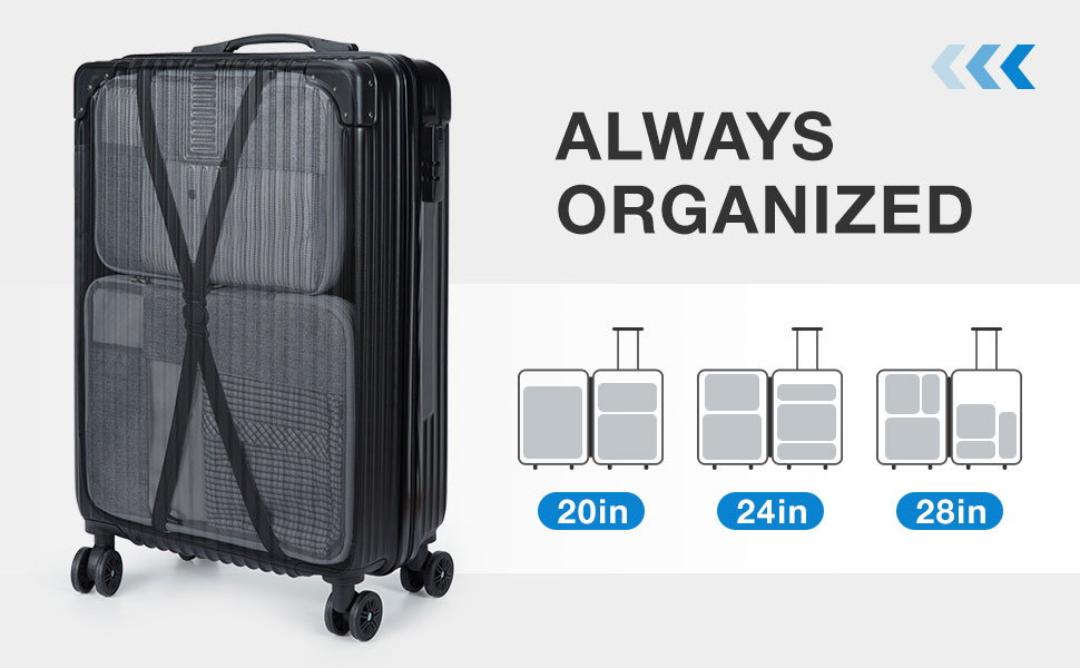 Набір компресійних органайзерів для подорожей BAGSMART (6 шт), міцні пакувальні куби для валізи та ручної поклажі, сірі