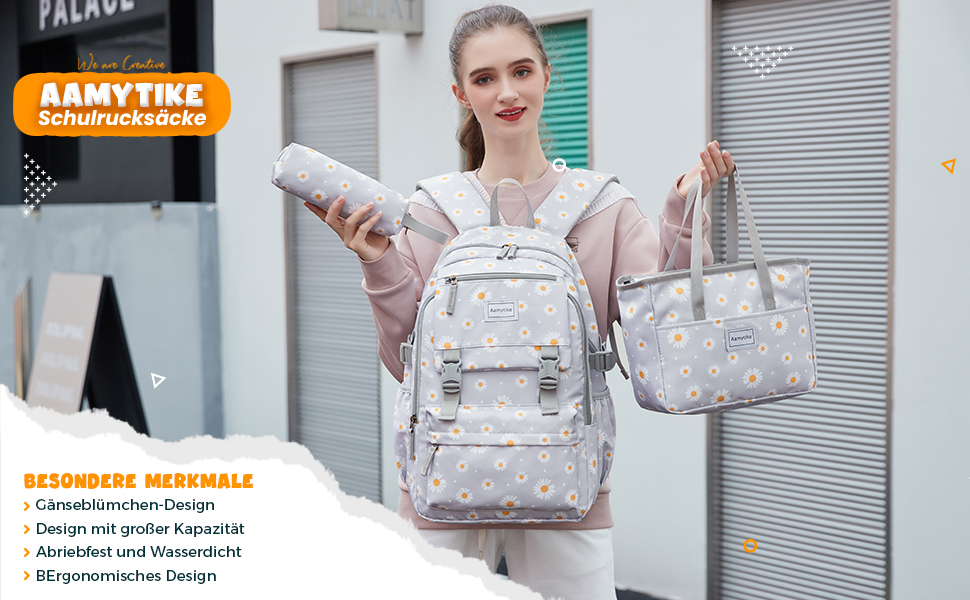 Водонепроникний шкільний рюкзак для дівчат та підлітків, бежевий