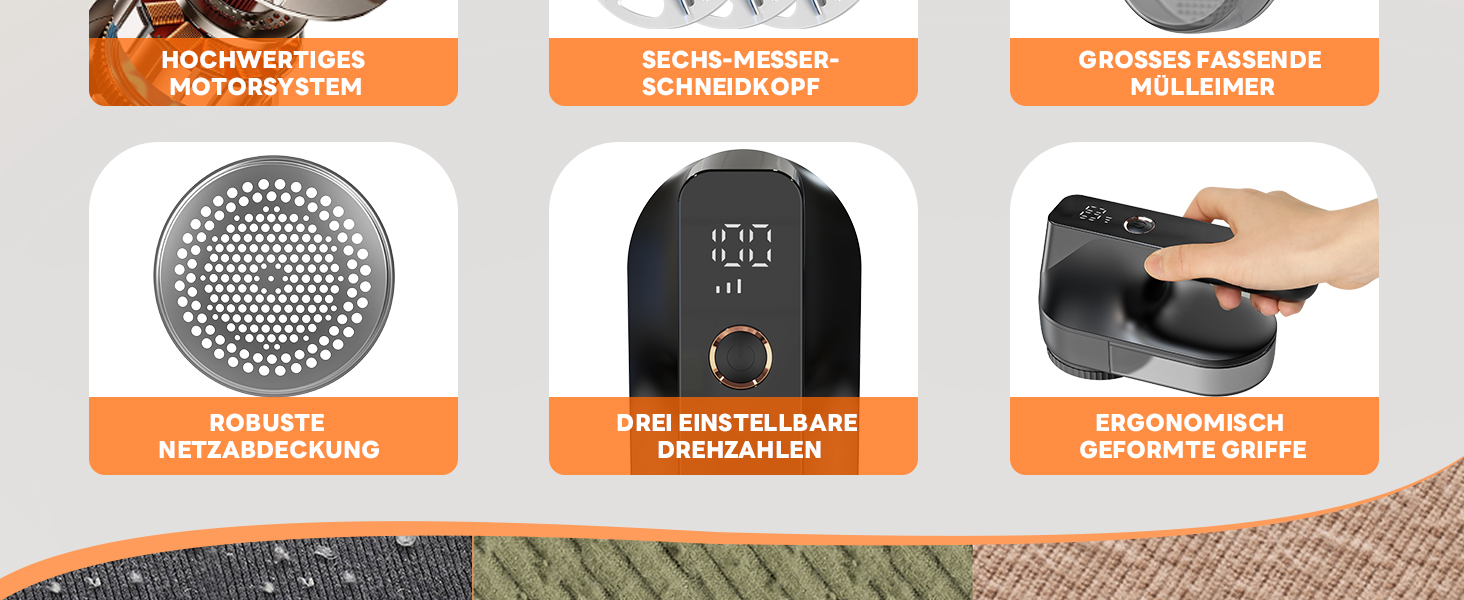 Електричний видалення ворсу Ziitty: 3 режими, 6-клинковий насадка, для різних тканин, Type-C зарядка, щітка для чищення