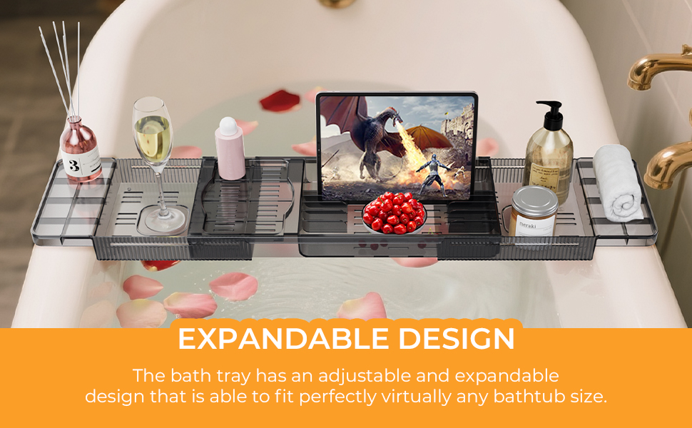 Підставка для ванни чорна, висувна, з полицею для книг, водонепроникна, аксесуари для ванної кімнати
