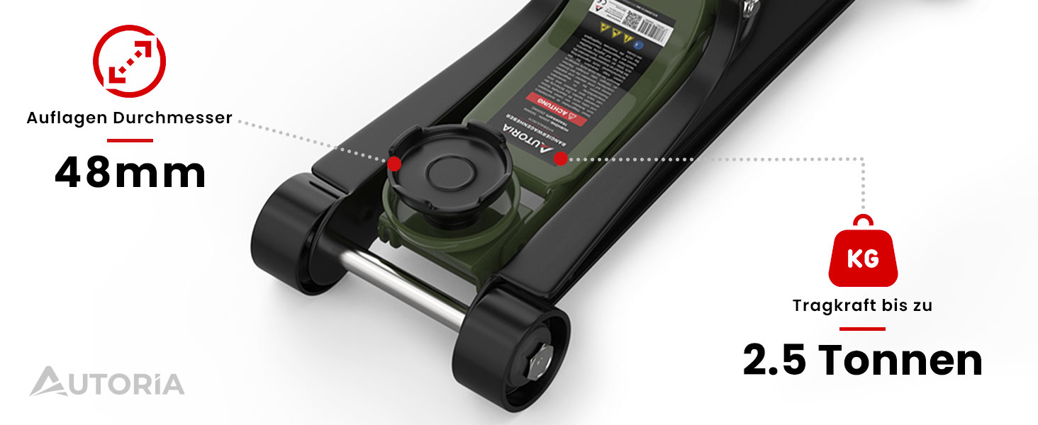 Гідравлічний домкрат Wagenheber 2.5T низькопрофільний для легкових авто та авто з низькою посадкою, зелений оливковий, до 2500 кг, з кейсом та 3 гумовими накладками