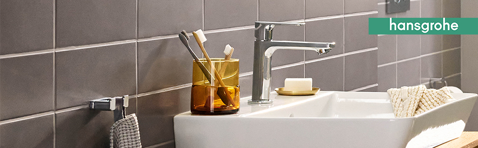 Змішувач для ванної кімнати Hansgrohe Rebris E з висувною коркою, вилив 109 мм, економічний (EcoSmart), хром, 72557000