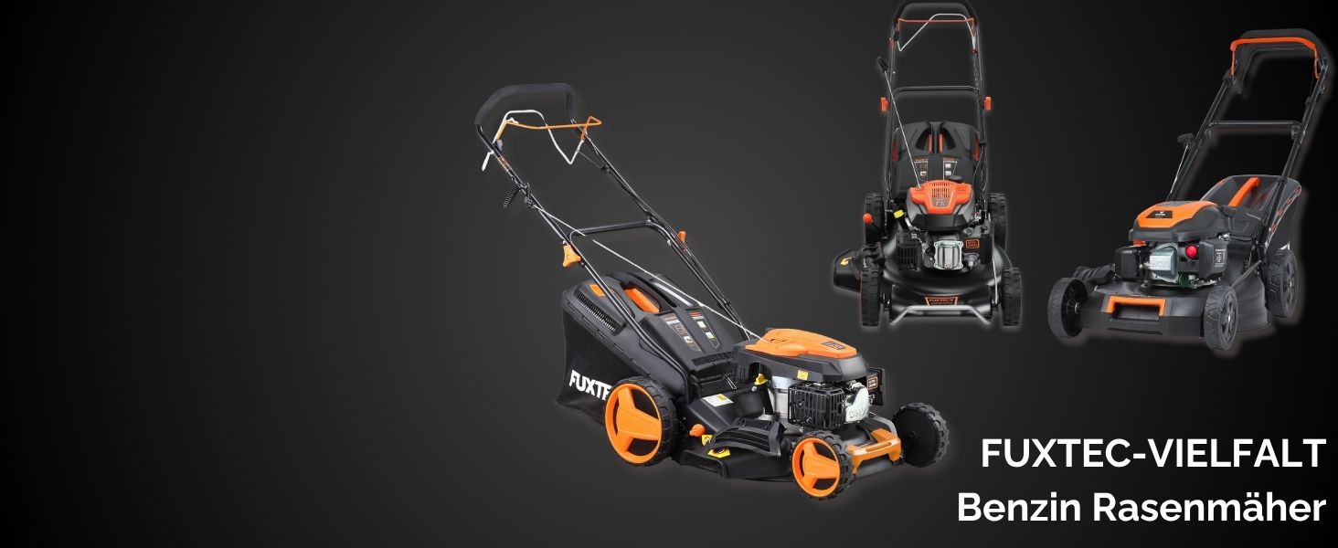 Бензиновий газонокосарка FUXTEC FX-RM4346 4-в-1 з приводом на задні колеса, ширина косіння 42 см, 46 см об'єм двигуна, 40л травоспікач