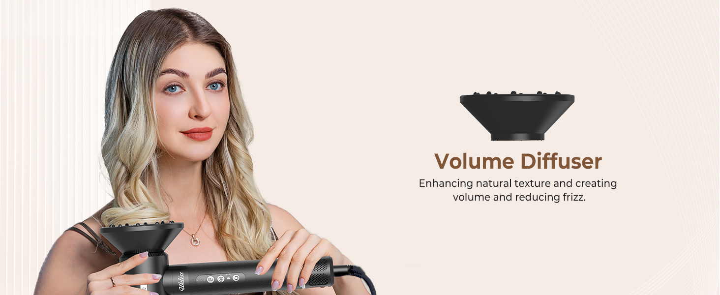Hairstyler UKLISS Pro 7-в-1 з іонізацією: фен-щітка, кругла щітка, аеробраш для створення локонів (Чорний)