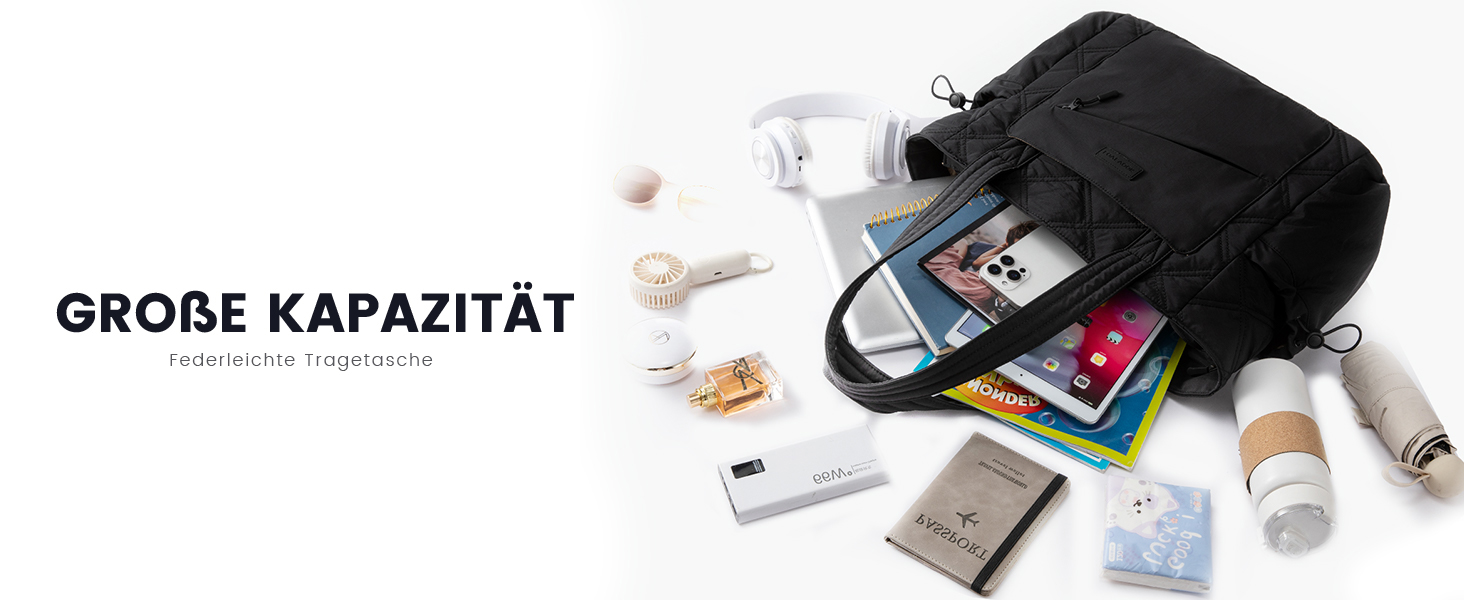 LOVEVOOK Сумка-шоппер для жінок, велика, робоча сумка, торбинка-шоппер, сумка для ноутбука 15,6/17,3 дюйма, сумка для навчання, офісна сумка, сумка для роботи, універсальна чорна сумка LOVEVOOK