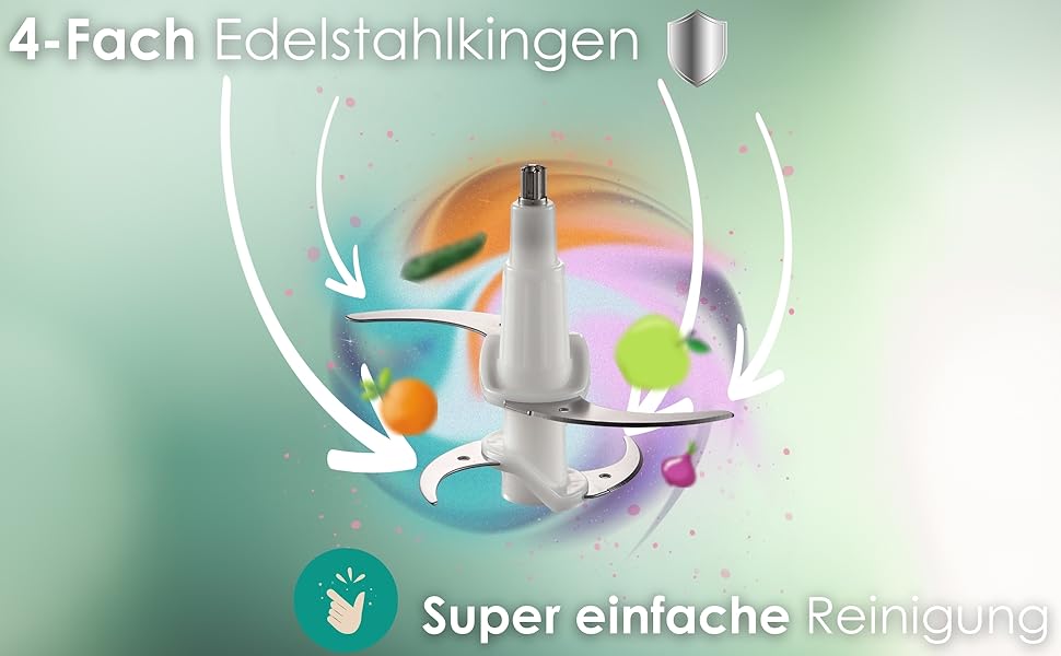 Електричний подрібнювач потужний Multizerkleinerer Blitzhacker 500W 1.8л зі скляною чашею - універсальний кухонний комбайн для приготування дитячого харчування, горіхів, овочів, фруктів та м'яса