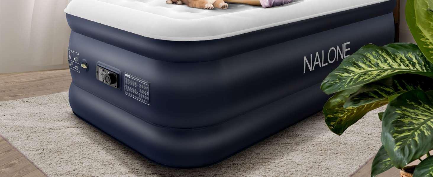 Надувний матрац NALONE для 2 осіб з самонадуваємою системою та вбудованим насосом, для кемпінгу та дому (Twin XL)