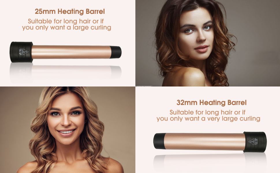 Набір для завивки волосся Janelove 5 в 1 - локони 10-32 мм, кераміка, регулювання температури, рукавички, чохол (рожеве золото)