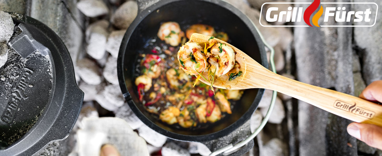 Набір голландської печі Grillfürst Dutch Oven BBQ Edition DO 9: чавунний котелок 8,5 л з підставкою, підняття кришки та сумка для зберігання