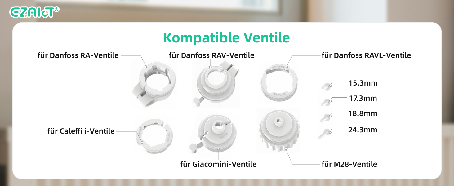 Розумний термостат на радіатор Wi-Fi Tuya EZ-TRV702W з програмуванням, датчиком температури та керуванням через додаток