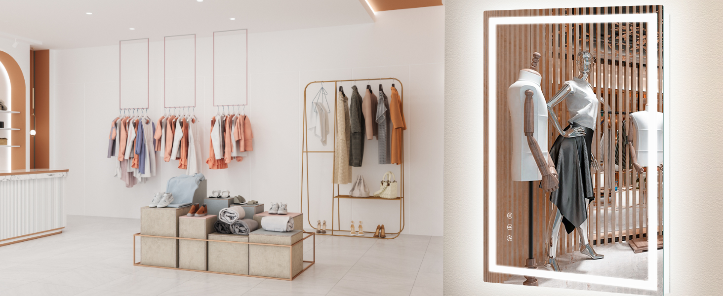 Дзеркало для ванної кімнати YOLEO з підсвічуванням 90x70 см, LED дзеркало з переднім та заднім освітленням, дзеркало з пам'яттю, 3 регульовані кольори світла, антизапарник 90x70 см