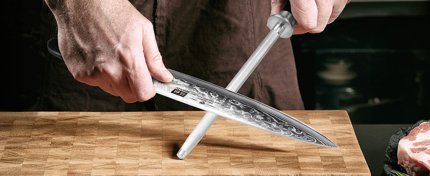 Набір кухонних ножів SHAN ZU PRO Series з дамаської сталі (67 шарів) з ручкою G10, 20 см (набір з бруском)