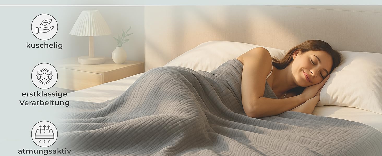 Плед LAYNENBURG Premium з мусліну, 150x200 см, 100% бавовна. Легкий літній плед, ковдра, накидка на ліжко/диван (Taupe)